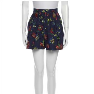 BNWT Ulla Johnson Navy Blue Floral Poplin Cotton Shorts